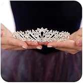 JWICOS Crystal Tiaras and Crowns for Women Wedding Tiara Headpiece for Bride Bridal Headband Hair Accessories Princess Tiara for Birthday Pageant Prom Party (Silver)
