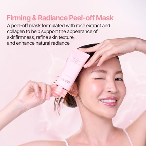 MIGUHARA Collagen Rose Wrapping Peel Off Mask | Pore Minimizer & Glass Skin Glow | Vegan Korean Face Mask with French Rosa Centifolia Flower Extract, Firming & Dullness Care, 2.02 fl.oz
