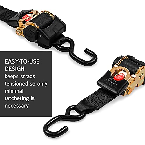 4Pack, DC Cargo Mall Quick n Easy Retractable Ratchet Straps 2 Inch