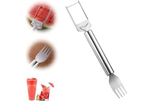 PETUPS 2-in-1 Stainless Steel Fruit Cutter, 2024 New Upgrade Watermelon Fork Cutter Slicer, Watermelon Cube Cutter Tool, Dual Head Fruit Forks Knife Summer Fruit Cutting Fork for Home Kitchen (1PCS)