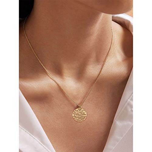 WHIPPY Women Disc Pendant Necklace Dot Moon Necklaces Double Layer Dainty Chain Fashion Jewelry