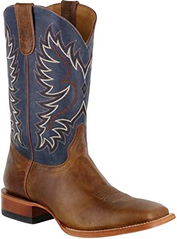 NEW Dan Post Bucky‎ Tall Western Boots Tan Blue Square Toe Leather Cowboy Rodeo Dan Post Men main image 4