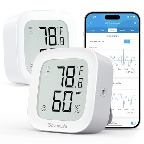 GoveeLife WLAN Thermo-Hygrometer Innen, Luftfeuchtigkeitsmesser 2 Stück