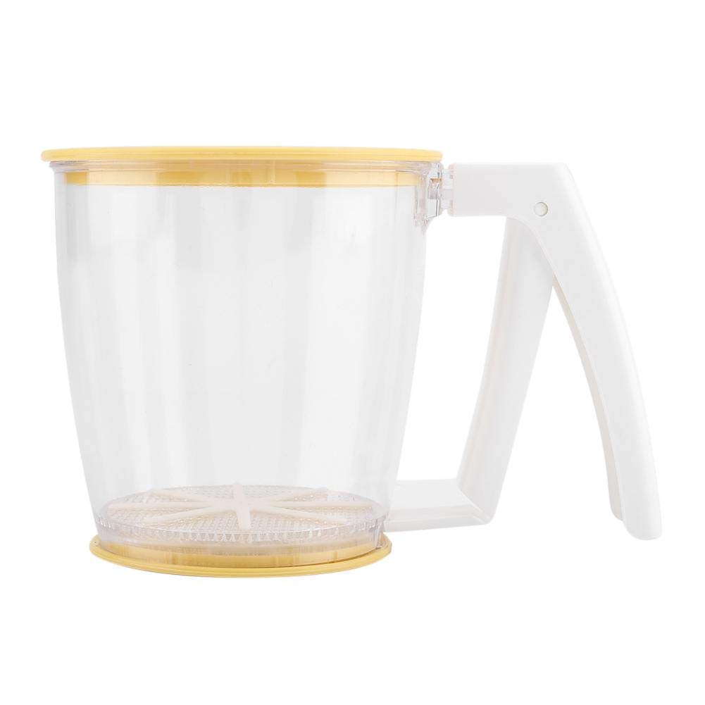 Hand-held Cup Flour Sifter Mesh Crank Shaker Sieve Cup Strainer Powder Baking Supplies Tools with Lid for Kitchen Baking