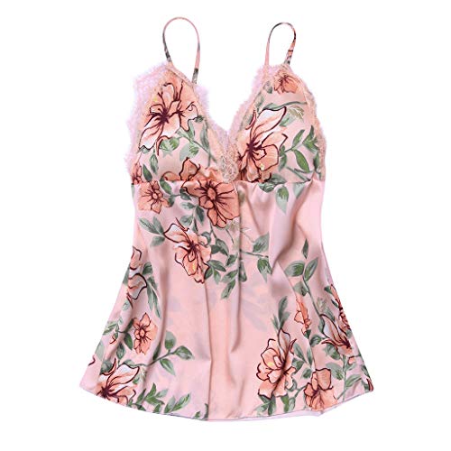 Dressin Sexy Sleepwear, Womens Sexy Nightshirts Floral Slip Soft Lace Trim Sling Chemises Nightgown