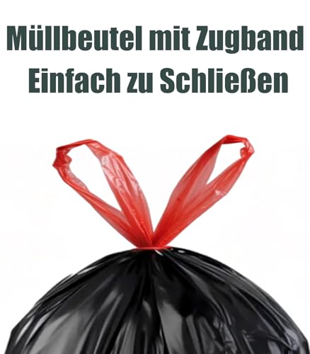 RULDGEE Bin Liners 60 L with Drawstring Pack of 40 Tear-Resistant Bin Bags Opaque Bin Bags Black Waste Bin