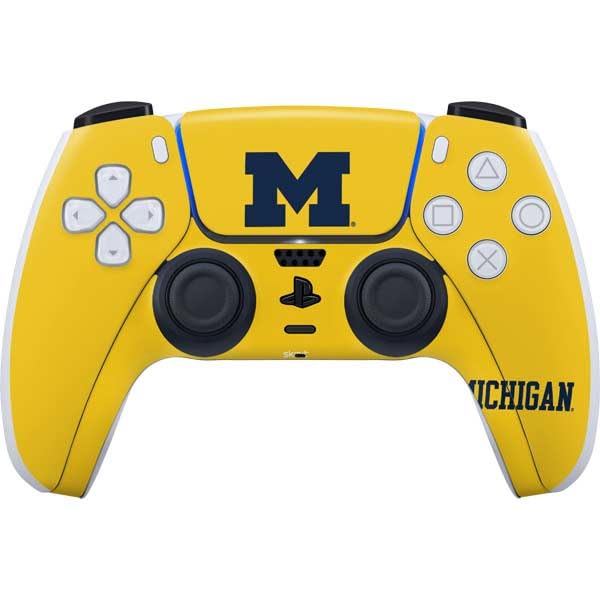 Skinit Decal Gaming Skin Compatible with PS5 Controller - Officially Licensed University of Michigan M Logo Yellow Design