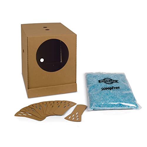 PetSafe Disposable Cat Litter Box - Collapsible Covered Design for Travel - from The Makers of ScoopFree Self Cleaning Litter Box - Includes 4.3 lb Premium Blue Original Crystal Cat Litter