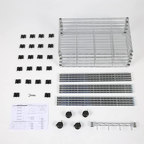 Homdox 5 Tier Steel Wire Shelving Unit on Wheels,Chrome Shelves for