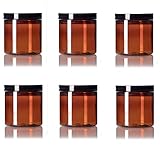 8 Oz Amber Plastic Jar Straight Sided with Black