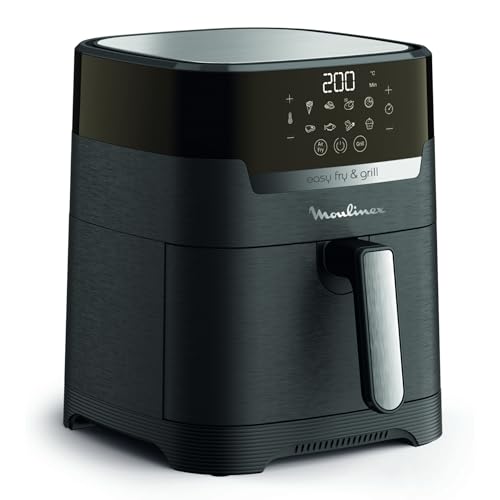 Moulinex Friteuse sans huile XL + gril, 4,2 L, 6 personnes, 8 programmes, Temperature reglable, Timer, Air fryer, Frites, Grillades, Poulet roti, Easy Fry & Grill Digital 2-en-1 EZ505810