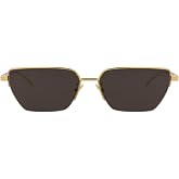 Bottega Veneta Women's Square Metal Sunglasses, Gold Tone Frame with Brown Lenses, 57mm Lens Width, Designer Luxury Eyewear, UV Protection