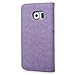 Galaxy S6 Edge Case - Mavis's Diary Embossed Wallet Fashion Floral PU Leather Magnetic Clip Card Holders Folio Cover for Samsung Galaxy S6 Edge with Hand Strap & Crystal Pen & Dust Plug - Violet