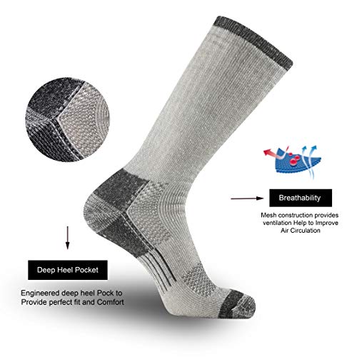 GKX Men's Merino Wool Moisture Wicking Outdoor Hiking Heavy Duty Work