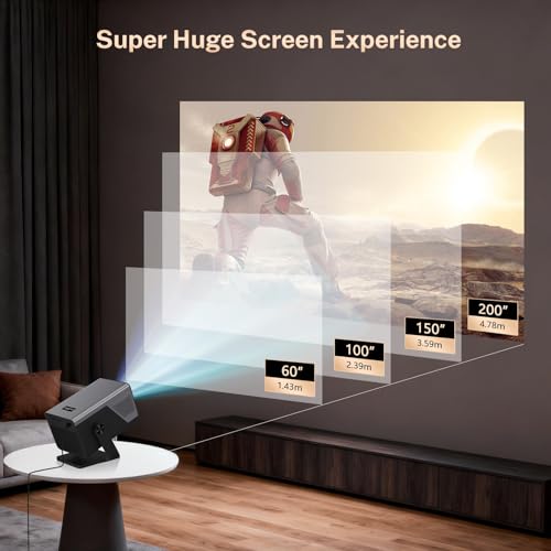 [2000 ANSI/Voice Assistant IA/1080P Native] LYNCAST X7 Smart Video Projector with Android 14 IA Car Focus/Keystone Projector with WiFi6 and Bluetooth5.4, 200 Inch Display
