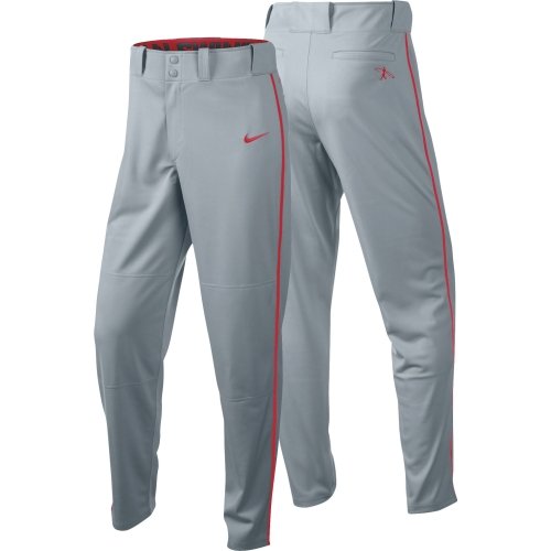 Nike Men's Swingman DriFIT Piped Baseball Pants (Grey/Red, XLarge