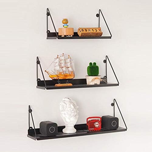 Iron Wall Racks for Home Furnishing - Large Capacity Interlayer Board Hanging Holder Decoration for Children's Room for books, small potted plants, ornament and other small items - black/gold (S/M/L)