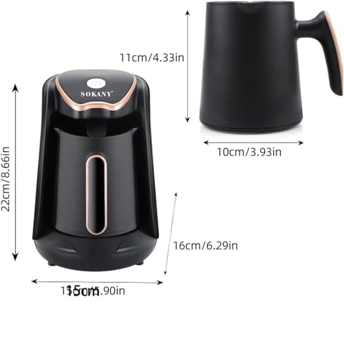 Saraele Electric Turkish Coffee Maker Machine with 250ml/1 Cup Coffee Pot Single Serve Espresso Maker 600W Heating Coffee Pot 5 Minute Quick Making with Induction -drip Function
