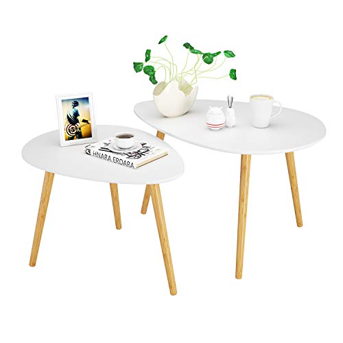 HOMFA Large Nesting Coffee Tables for Living Room, Drop Shape End Side Tables Sofa Console