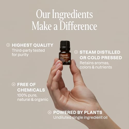 Cliganic – Juego de Aceites Esenciales Orgánicos Top 5 (Menta, Lavanda, Eucalipto, Limoncillo y Naranja), 100% Puros y Naturales, para Aromaterapia y Fabricación de Velas