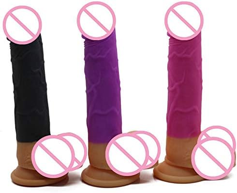 AUUOCC New Double Color Waterproof Soft Realistic Huge Dick Flexible with Strong Suction Cup Women Sex Toys Adult Sex Product Black 18cmX3.7cm