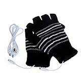 Iusun 5V USB Powered Heating Heated Winter Hand Warmer Gloves Washable Super Soft Mittens (Black)