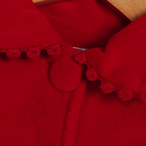 Konfa Girls Fashion Decorative Border Wind Coat,Suitable For 1-6 Years Old,Winter Warm Thick Overcoat Cloak Clothes (3-4 Years Old, Red)