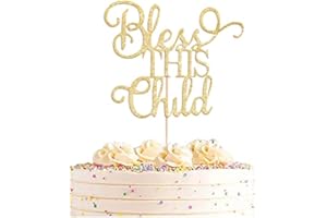AHAORAY Bless This Child Cake Topper - Gold Glitter Chlid Christening Cake Decoration Supply - Smash Cake Topper for First Holy Communion Party/Baby Shower - Baptisim Cake Toppe