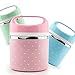 OSPARD Stackable Bento Box Leakproof Lunch Box for Kids School and Adult 43 Ounces (Pink, 3 layer)