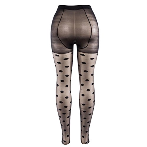 KingWo Hot Cross Bandage Open Crotch Transparent Fishnet Tights Sexy Pattern Sexy Stockings Women Pantyhose Sexy Lingerie (Black Polka Dot)