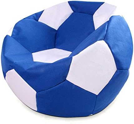 Ehonestbuy Soccer Ball Kids' Bean Bag Chair Cover, Colorful Max Fabric Stuffed Animal Bags Toy Organizer for Kids Bedroom, Storage Solution for Plush Toys, Towels & Clothe, 27.5 Inches (Blue White)