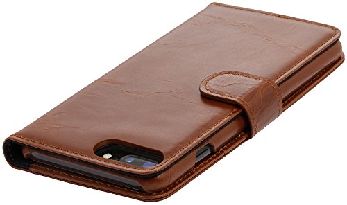 StilGut Talis, Wallet-Case with Slots, Genuine Leather Cover for iPhone 8 Plus & iPhone 7 Plus (5.5"), Cognac Brown