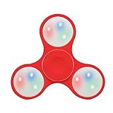Fidget Spinner, Tri-spinner Glow in The Dark LED Light Up High Speed Cool EDC Anti-stress Finger Toy (Red)