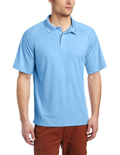Columbia Men's Terminal Tackle Short Sleeve Polo, Large, White Cap (Blue)
