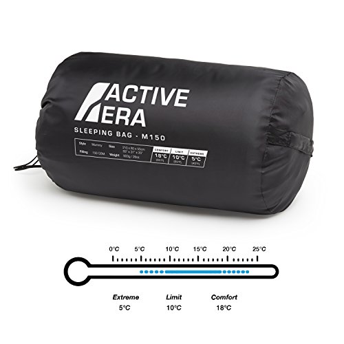 Active Era Mumienschlafsack - Schlafsack Sommer, Frühling, Herbst, 10°C bis 18°- Indoor und Outdoor Camping, Festivals - Sleeping Bag - Ultraleicht Schlafsack Kleines Packmaß – Schwarz – Bild 3