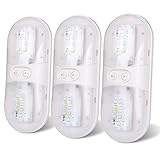 Kohree 12V LED RV Ceiling Dome Light Fixture, RV Interior Lighting for Trailer Camper with Switch Natural White (Double Dome Light 3 Packs)