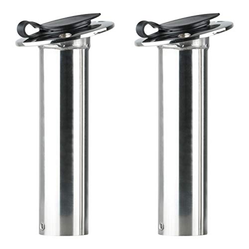 Amarine Made 2 Stück 15 Grad Edelstahl robuste bündige Montage sonnenbeständig Rutenhalter mit schwarzer PVC-Kappe und…