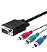 Fosmon 3RCA Component RGB (Male) to VGA (Male) Video Cable for TV Monitor Projector - 6 ft / 1.8m