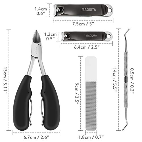 Tagliaunghie per unghie MAQUITA per tagliaunghie spesse, 5 pezzi Set per unghie spesse con punta dura Unghia per unghie Forbici grandi e grandi