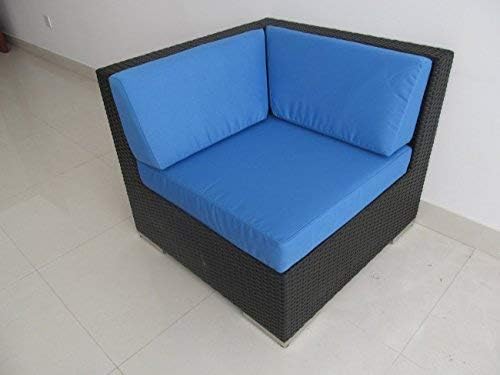 Amazon Com Ohana 7 Piece Outdoor Patio Furniture Sectional Conversation Set Black Wicker With Blue Cushions No Assembly With Free Patio Cover Garden Outdoor