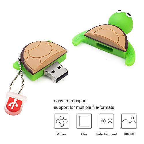 LEIZHAN Cute Flash Drive 16GB USB 2.0 Cartoon Animal Turtle Thumb Drive Character Computer USB Memory Stick Pendrive Gift for Kids, Teacher, Friends