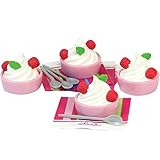 18 Inch Doll Play Food 12 Pc. Yogurt Cup Set, 4 Food Cups, 4 Ice Cream Spoons & 4 Napkins Perfect for American Girl Doll Food & More! Yogurt Cup Set