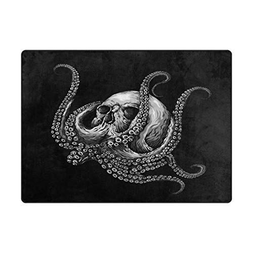ALAZA-Blue-Sugar-Skull-Octopus-Area-Rug-Rugs-for-Living-Room-Bedroom-7-x-5 ALAZA Blue Sugar Skull Octopus Area Rug Rugs for Living Room Bedroom 7' x 5'