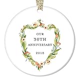 30th Anniversary Gifts, Thirtieth Christmas Ornament 2018, 30 Years Together Couple Husband & Wife Love Wedding Anniversaries Ceramic Present Keepsake 3