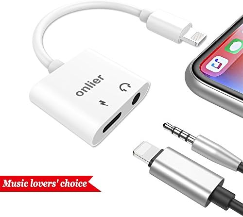 Onlier Iphone Adapter, Earphone Aux Audio &amp; Charge Adaptor Lightning to 3.5 mm Headphone Jack Adapter Charger for iphone 7/8/X/7 plus/8 plus