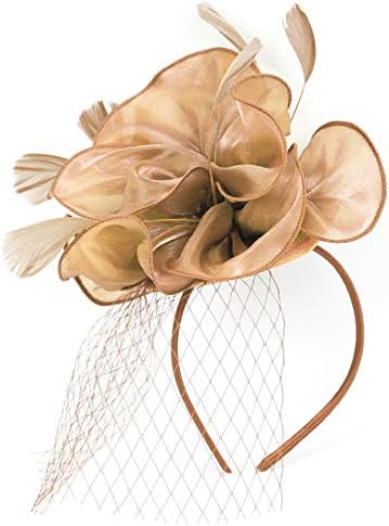 Sinamay Feather Fascinators Womens Pillbox Flower Derby Hat for Cocktail Ball Wedding Church Tea Party