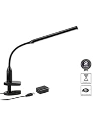Lighting: Torchstar 24 LEDs Dimmable Flexible Gooseneck Clamp Desk Lamp Eye-Care Touch Sensitive 5W Light, Memory Function, USB Charger + Power Adapter, 50000 hours Lifespan & 2 Years Warranty (Black) - TORCHSTAR