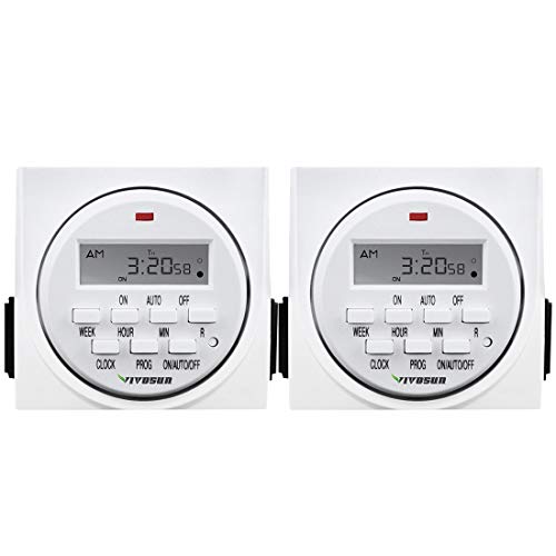 VIVOSUN 2-PACK 7 Day Programmable Digital Timer Switch with 2 Outlets - Accurate & Stable, UL Listed