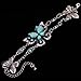 YAZILIND Tibetan Silver-plated Butterfly Shape Chain Turquoise Bangle Bracelet Adjustable