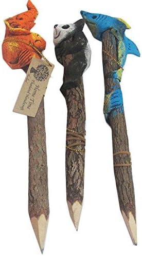 Branch Twig 1 SET = (3 Pcs) FANCY PENCIL TOP HEAD WITH ANIMALS IDEAS SMALL GIFT FOR FRIENDS AND CHILDREN by FANCY Pencil